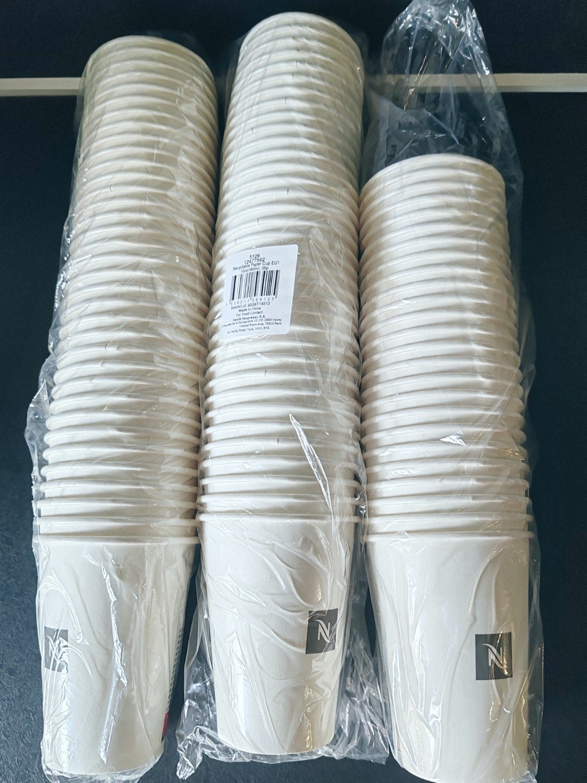 Lot De 95 grands gobelets blanc Nespresso 360 ml, Enlèvement ou Envoi, Blanc