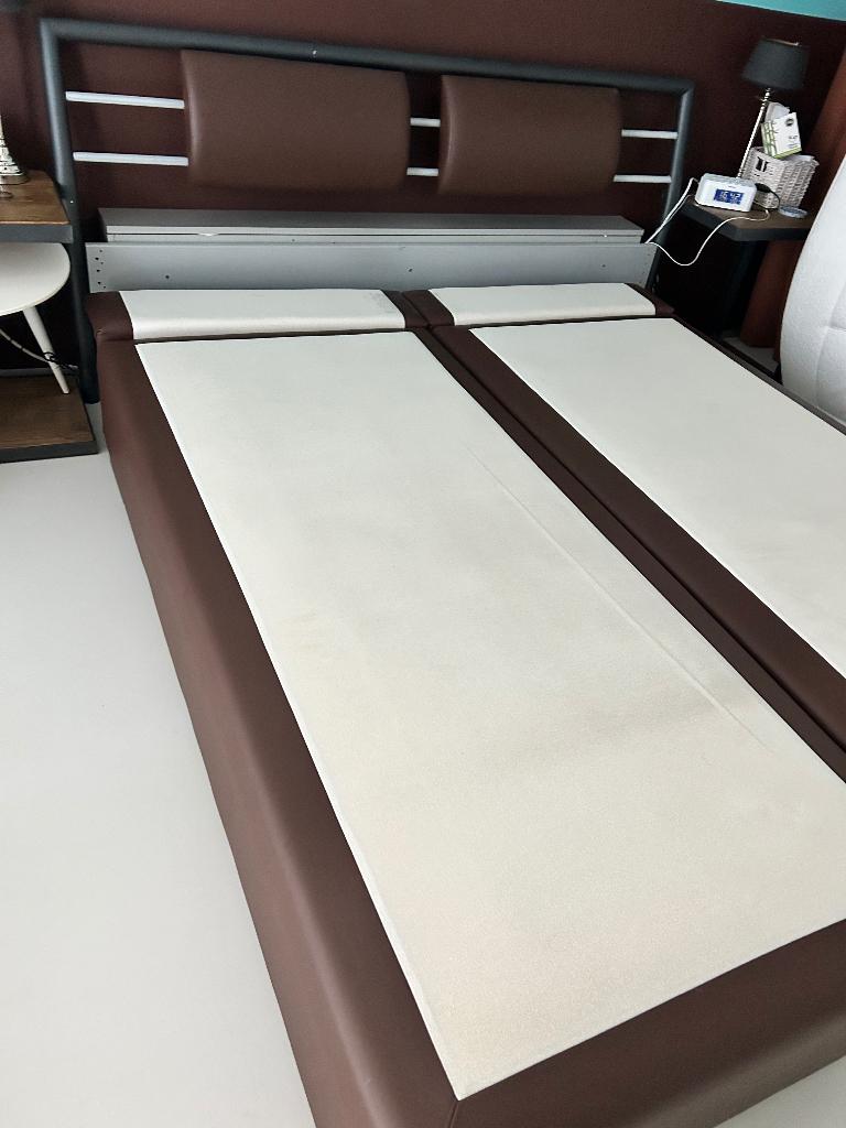 Boxspring, Maison & Meubles, Chambre à coucher | Lits boxsprings, 210 cm, Une personne, Brun, Enlèvement