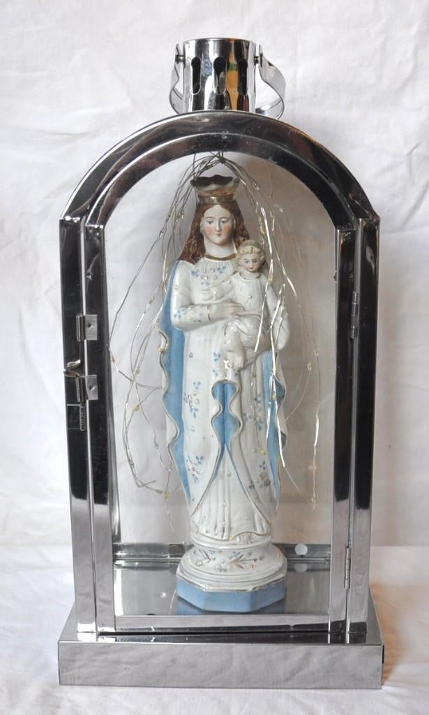 vierge a l'enfant dans niche lanterne lumineuse, Antiquités & Art, Antiquités | Objets religieux, Enlèvement ou Envoi