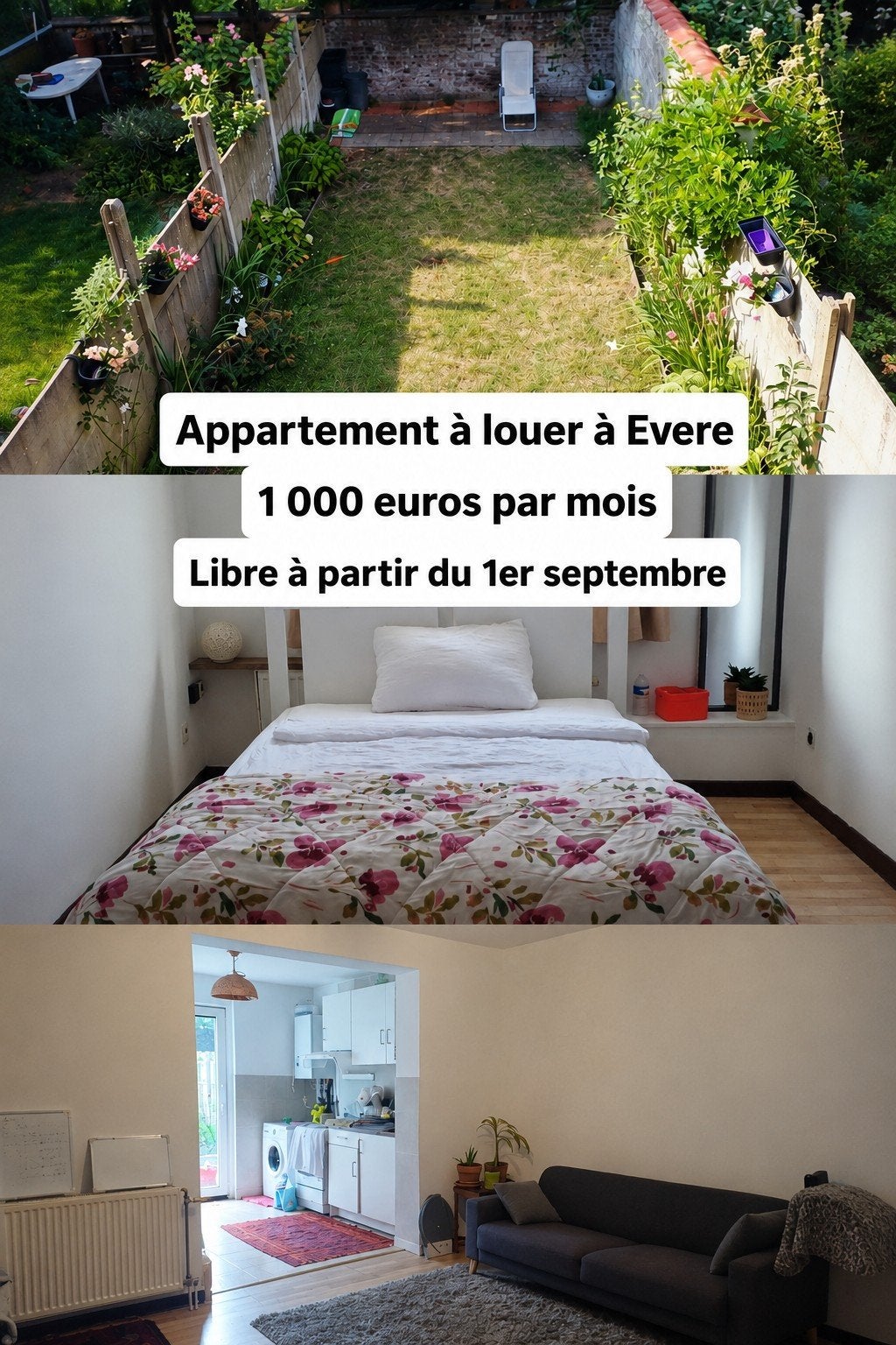 À LOUER – Appartement 1 chambre jardin – Evere - Non meublé, Immo