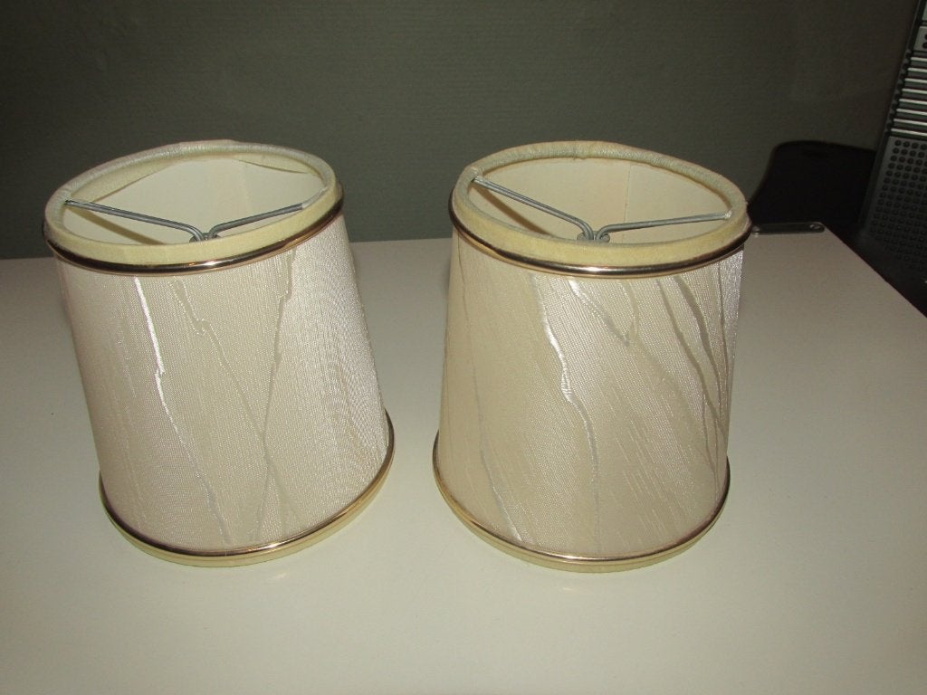 Abats jours crème givré bord doré (lot de 2), Ophalen, 10 cm, Overige typen, Zo goed als nieuw