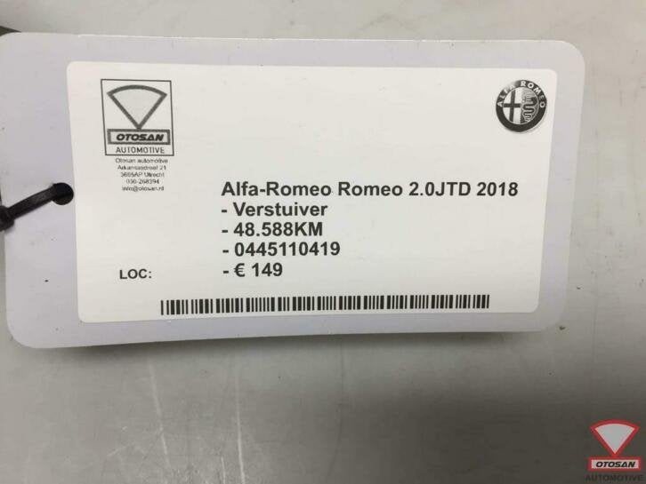 injecteur alfa romeo giulietta 18 2.0jtd 0445110419, Dpofca@stellantis.com, Stellantis Europe S.p.A., Utilisé, Alfa Romeo