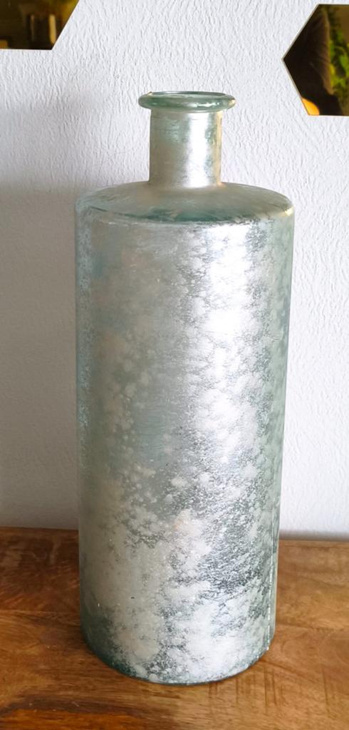 Vase/bouteille en verre décoratif — argent bleu clair, Enlèvement, Comme neuf