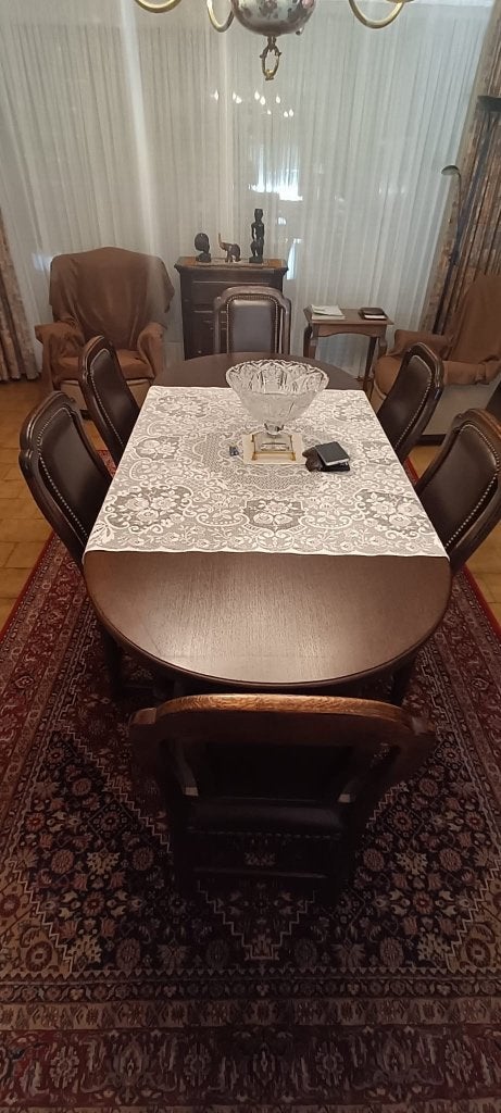 Eettafel en 6 stoelen eik, Ophalen, Gebruikt, Eikenhout, 50 tot 100 cm