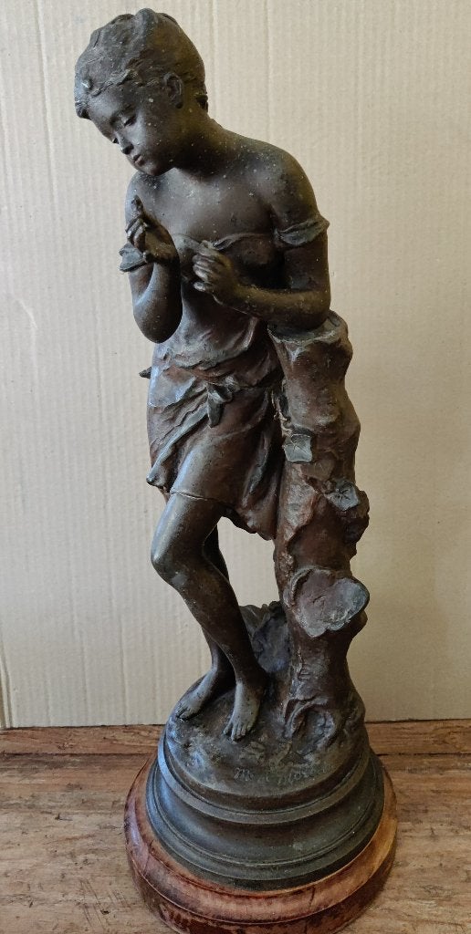 4 beelden - brons - hout, Antiek en Kunst, Ophalen of Verzenden, Brons, Beeld