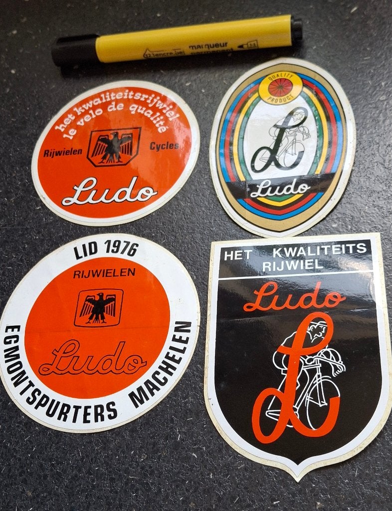 Lot stickers : rijwielen merk Ludo fietsen wielrennen, Ophalen of Verzenden, Zo goed als nieuw, Merk