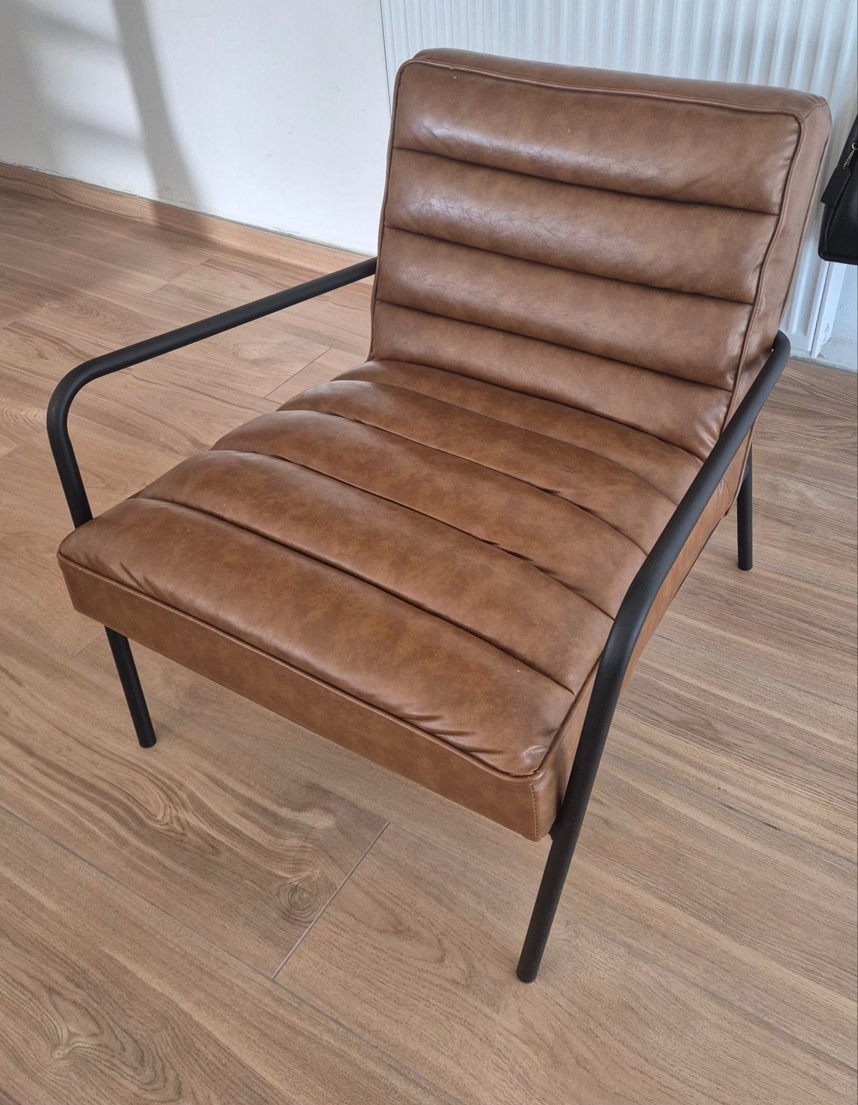 fauteuil design vintage brun cognac 99€, Enlèvement, Cuir