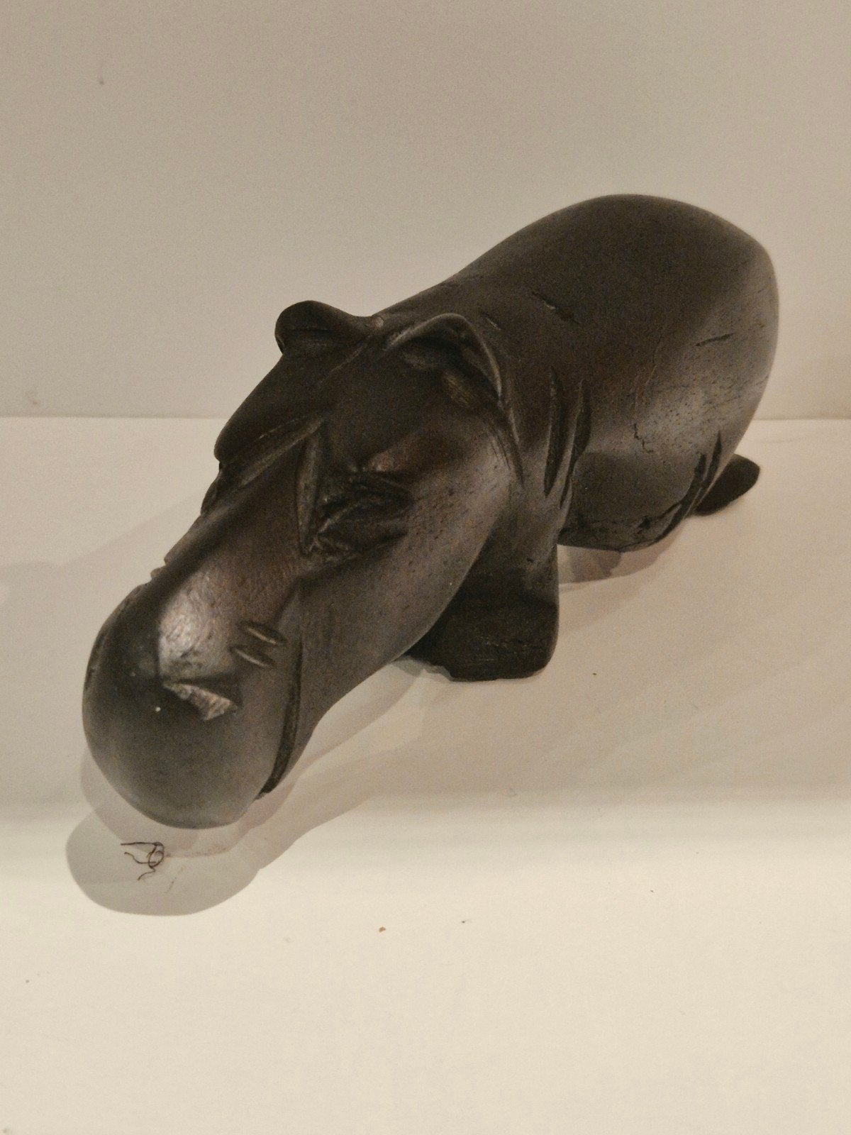 Hippo en bois sculpté à la main — Décoration africaine — mas, Enlèvement ou Envoi, Bois, Statue