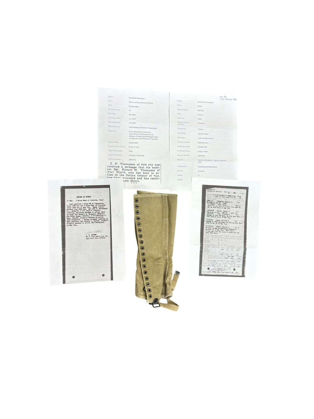 Guêtre Nominative 91st Armored Field Artillery Battalion, Verzamelen, Militaria | Tweede Wereldoorlog, Verzenden