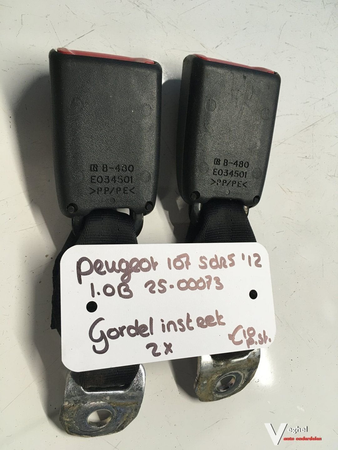 Peugeot 107  1.0 B    5drs 2009-2012   2500072 /73  Gordel S, Auto-onderdelen, Gebruikt, -, -, Ophalen of Verzenden