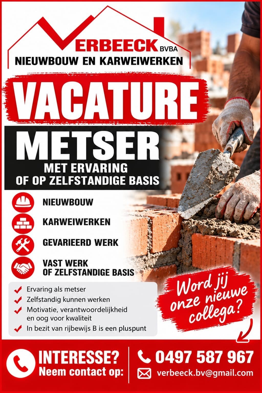 metser en bekistingwerk, Overige uren, Vanaf 3 jaar, Vast contract