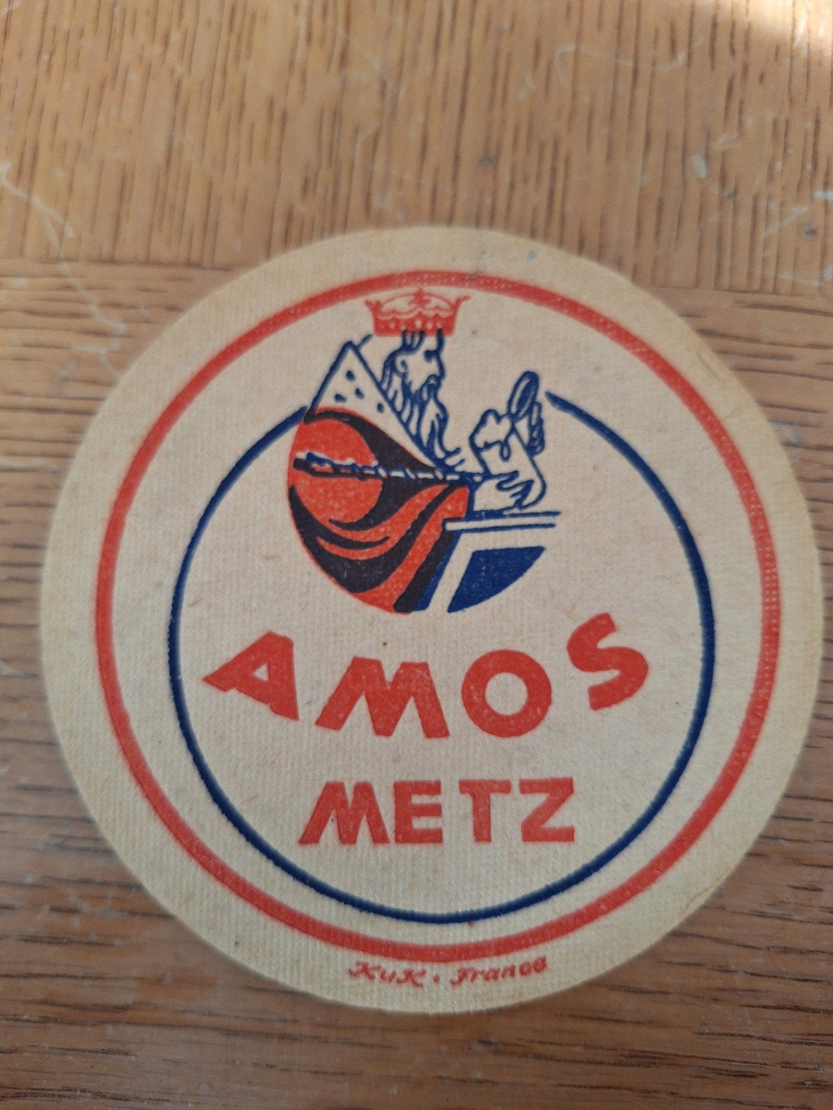 vooroorloogs dik bierviltje brouwerij Amos bier Metz, Verzamelen, Ophalen of Verzenden
