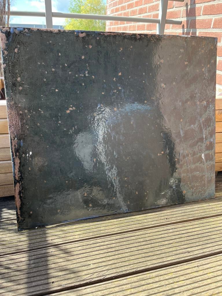 Gravure in emaille rond 1900, Antiek en Kunst, Ophalen, Gravure