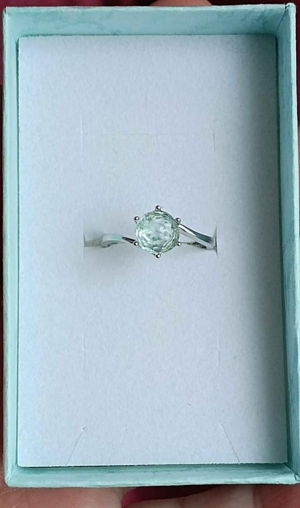 Bague réglable en argent massif avec aigue-marine de Brésil, Neuf, Enlèvement, Bleu, Argent