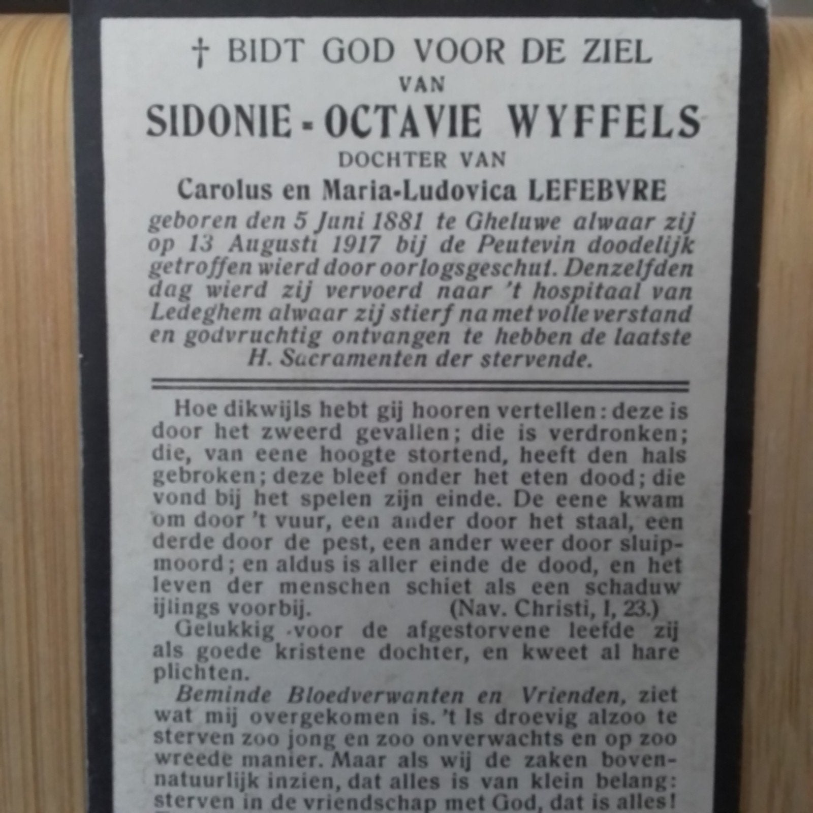 oorlogsslachtoffer, Ophalen of Verzenden, Bidprentje