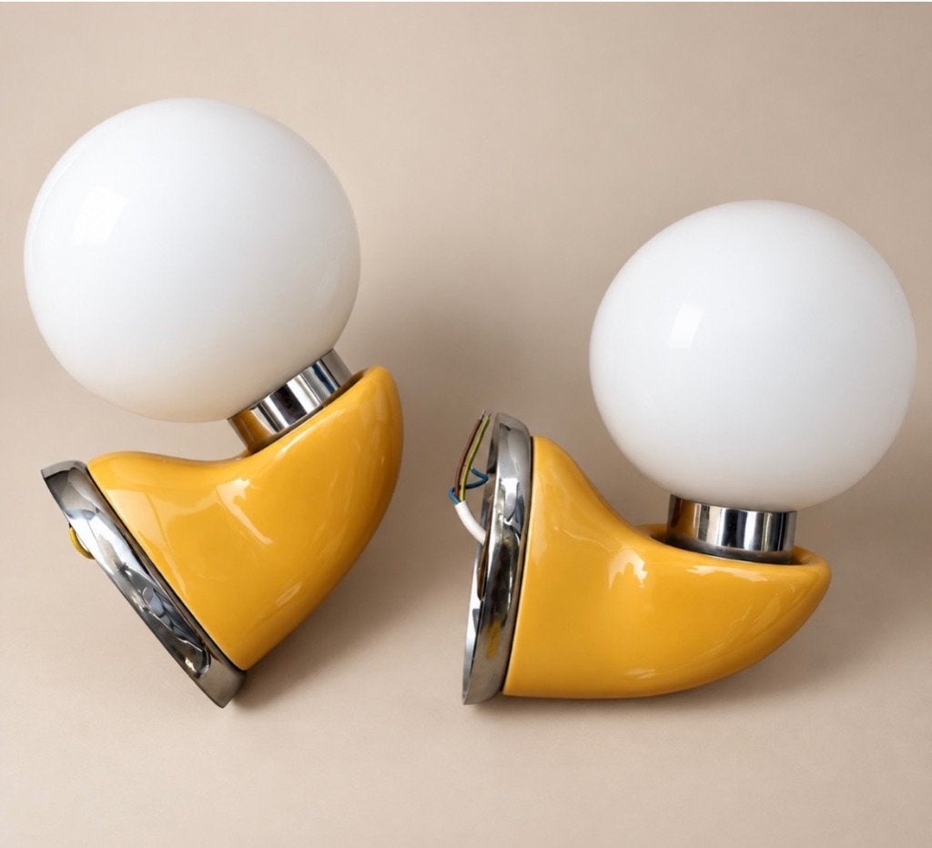 Vintage Wandlamp Bauhaus Colani Arteluce Style Mid Century, Applique murale, Comme neuf, Autres marques, Verre
