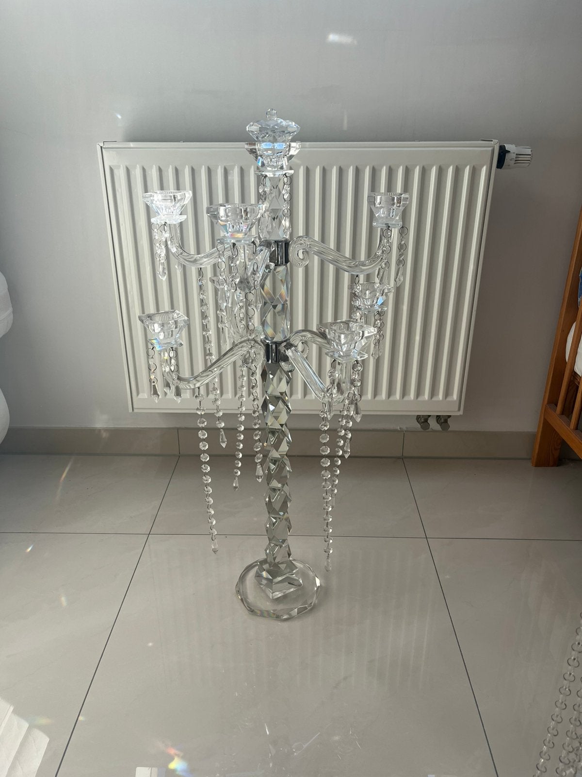 Prachtige Grote Kristallen Kandelaar / Kandelaber (80 cm), Ophalen, Kristal