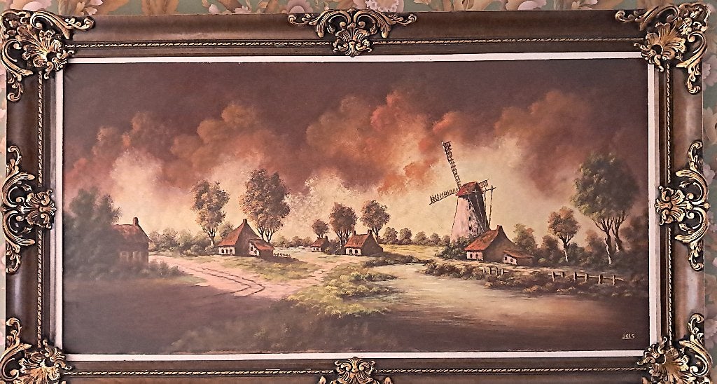 TABLEAU, grande peinture signée SELS (avec beau cadre), Peinture à l'huile, Paysage, Enlèvement, Toile