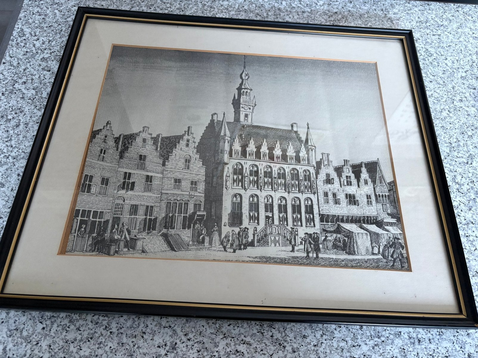 Estampe de l’hôtel de ville de VEERE (NL 1761), Antiquités & Art, Art | Dessins & Photographie, Enlèvement ou Envoi, Estampe