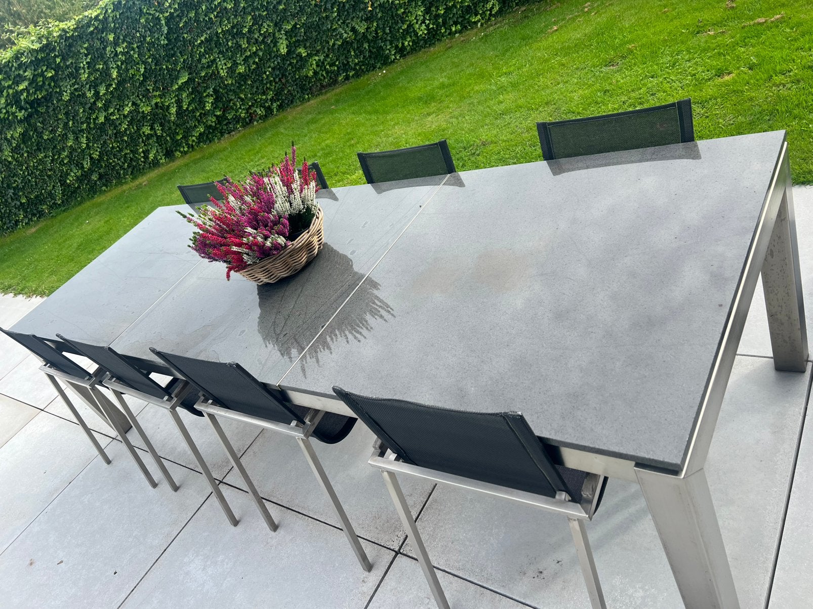 Terrastafel en stoelen, Tuin en Terras, Ophalen, Gebruikt, Rechthoekig, Aluminium