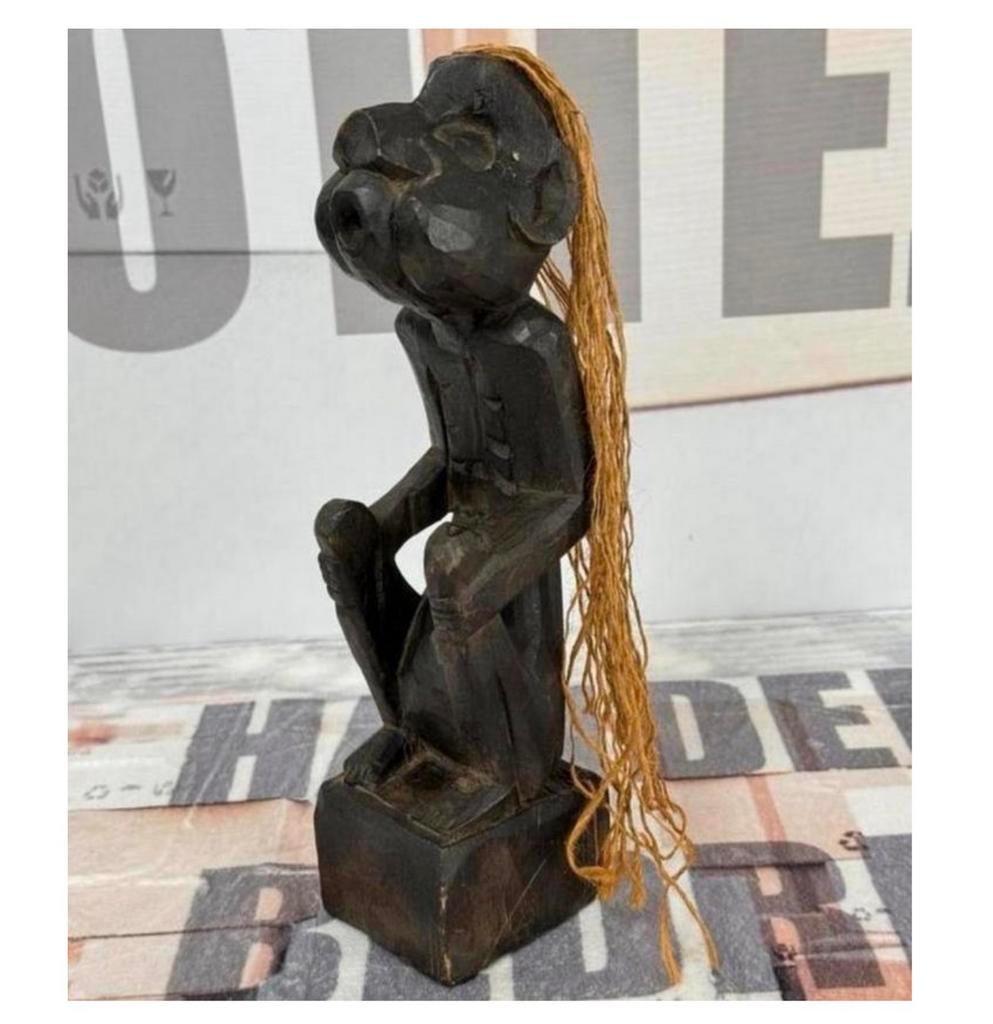 1970 - Afrika africa Senufo handgesneden Hout zittend beeld, Antiek en Kunst, Kunst | Niet-Westerse kunst, Ophalen of Verzenden