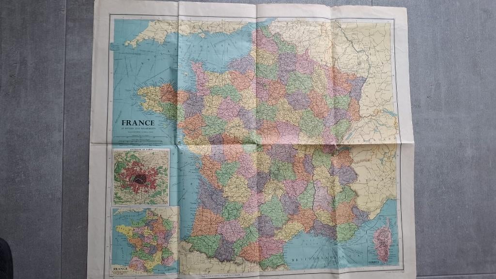 Landkaart Frankrijk, Boeken, Atlassen en Landkaarten, Frankrijk, Ophalen of Verzenden, Landkaart, 1800 tot 2000