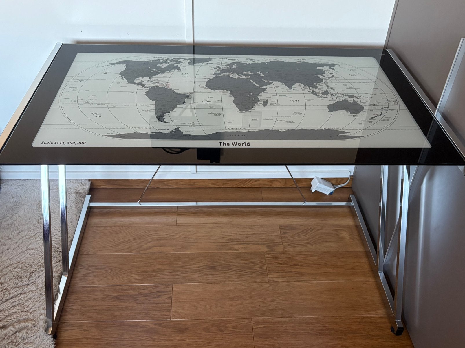Bureau met glazen bureaublad, Huis en Inrichting, Ophalen, Gebruikt, Schoolbureau, Overige merken