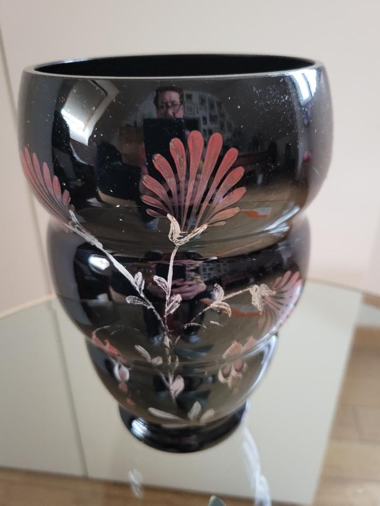 Zwarte vaas booms glas, Antiek en Kunst, Ophalen