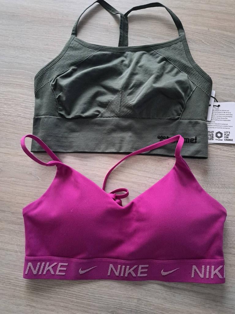 3 NIEUWE SPORT BH'S NIKE/HUMMEL (XS), Nike, Ophalen, Overige kleuren, BH