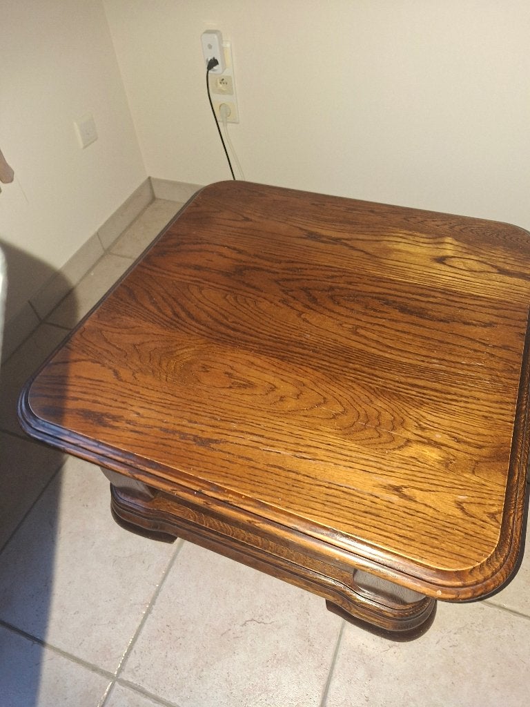 Bruin houten tafel, Huis en Inrichting, Ophalen, Minder dan 45 cm, Gebruikt, Vierkant