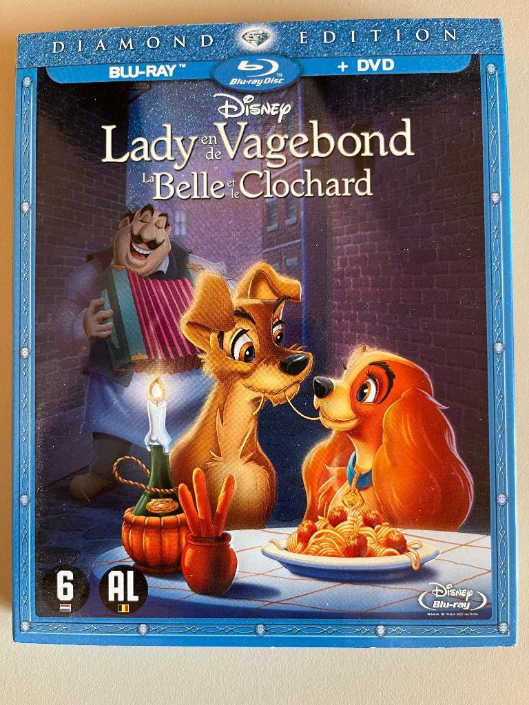 Lady and the Tramp / Lady en de Vagebond Blu-ray + DVD, Cd's en Dvd's, Tekenfilm, Ophalen of Verzenden, Zo goed als nieuw, Alle leeftijden