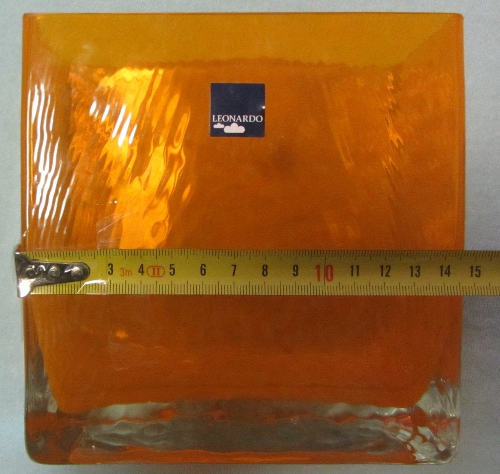Leonardo - Oranje vaas - zeer goede staat, Oranje, Ophalen of Verzenden, Minder dan 50 cm, Glas