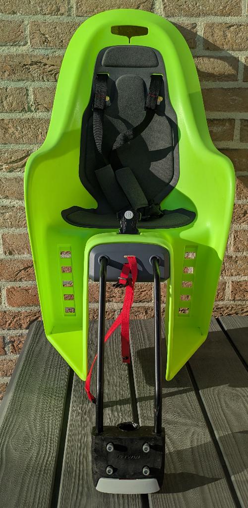 Fietsstoeltje fluo - bevestiging aan frame, Fietsen en Brommers, Fietsaccessoires | Fietsstoeltjes, Ophalen, Gebruikt, Achterzitje