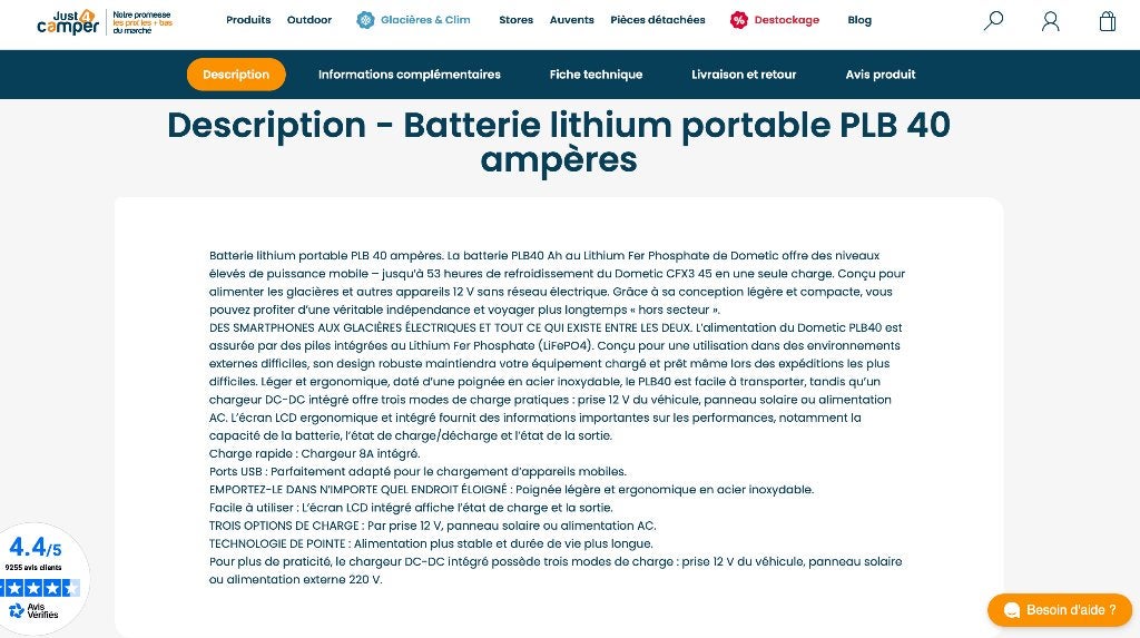 Batterie portable Dometic PLB40, Caravanes & Camping, Enlèvement, Comme neuf