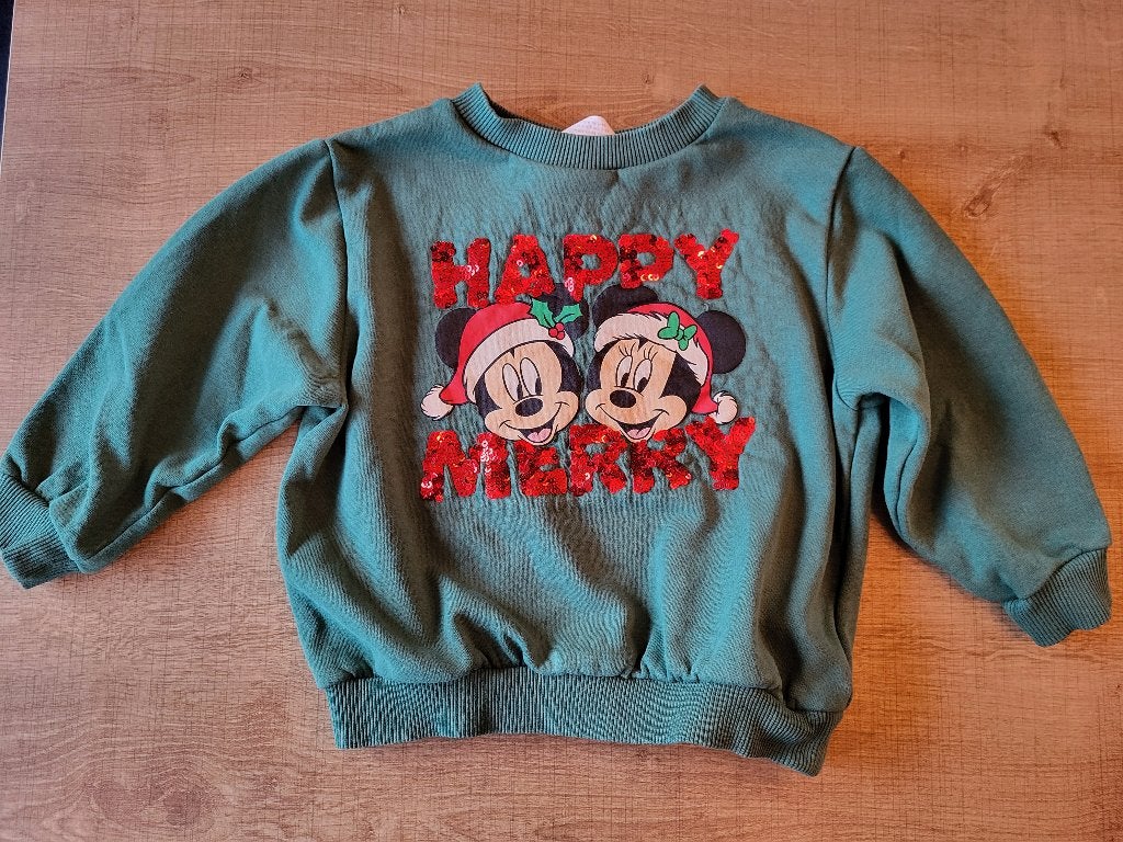 Groene kersttrui maat 104 H&M Minnie Mouse, Kinderen en Baby's, Kinderkleding | Maat 104, Gebruikt, Jongen of Meisje, Trui of Vest