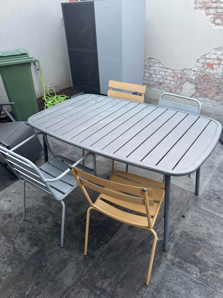 Tuintafelset - 4 stoelen, Salons de jardin, Aluminium, Utilisé, Enlèvement