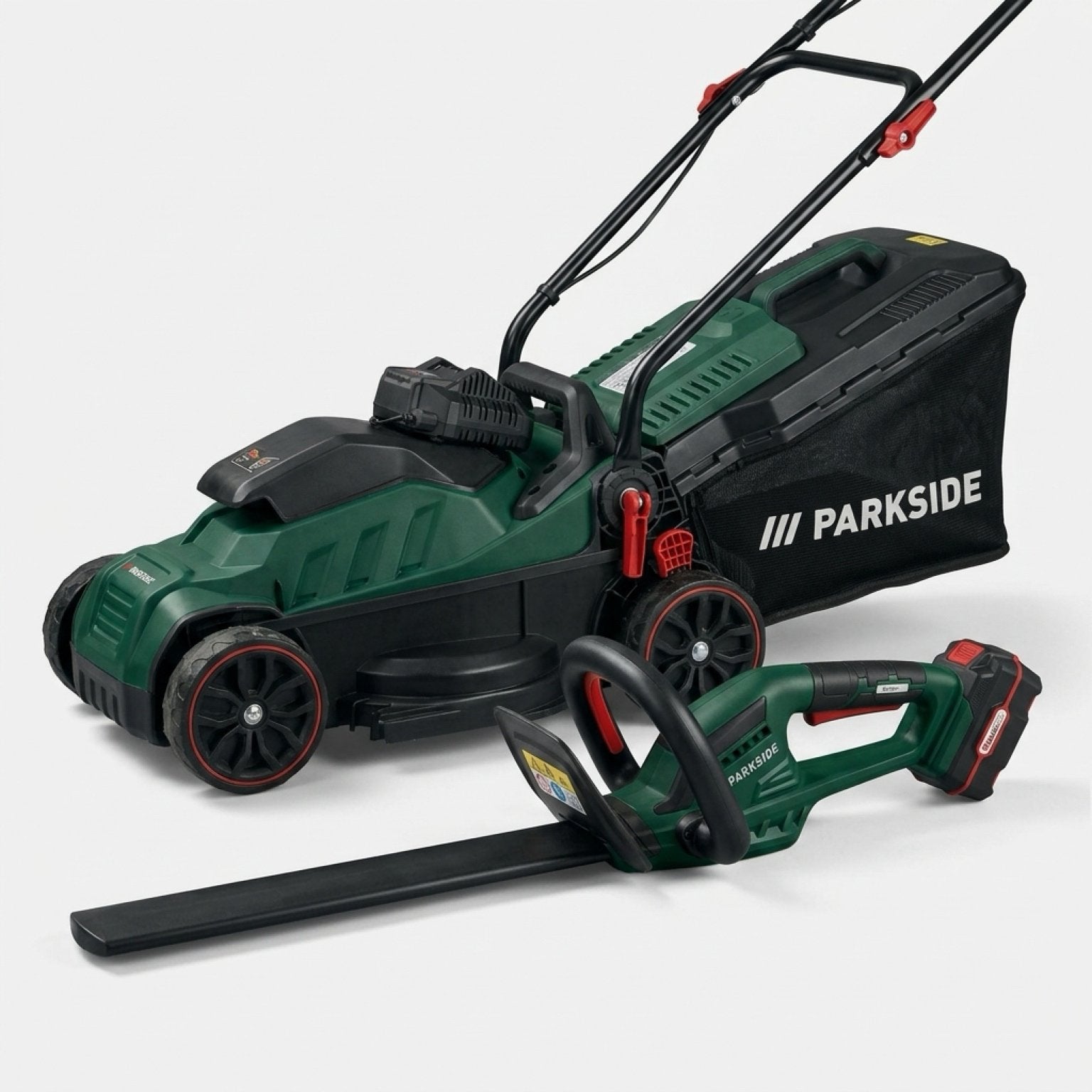 Grasmachine en heggenschaar, Tuin en Terras, Ophalen, Cirkelmaaier, Gebruikt, Elektrische starter