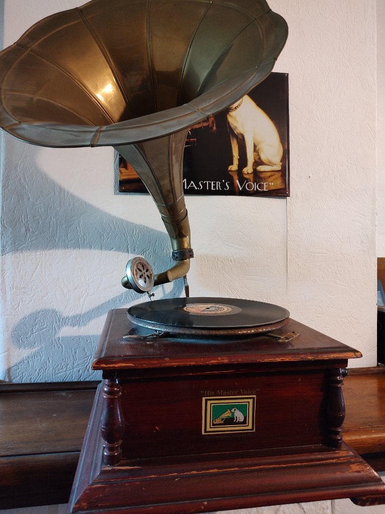 Vintage grammofoon, His master's Voice, Antiek en Kunst, Antiek | Tv's en Audio, Ophalen