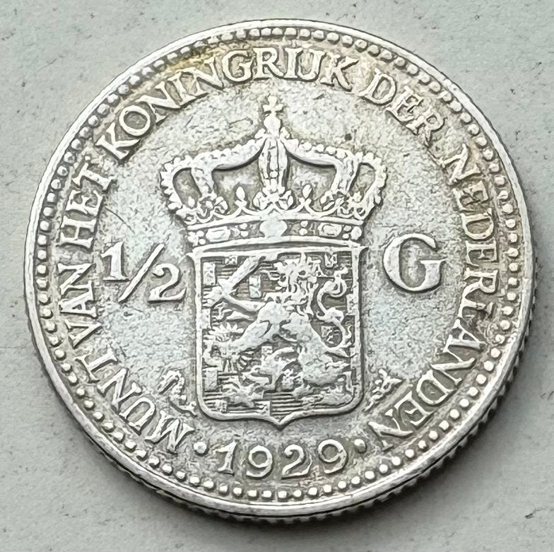 1/2 florin d'argent 1929 Pays-Bas, Timbres & Monnaies, Monnaies | Pays-Bas, Reine Wilhelmine, Enlèvement ou Envoi