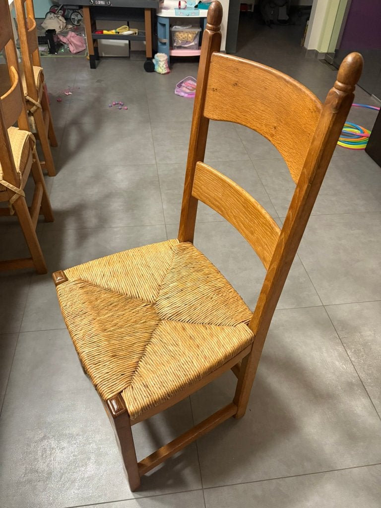 eiken stoel riet 6x, Antiek en Kunst, Ophalen