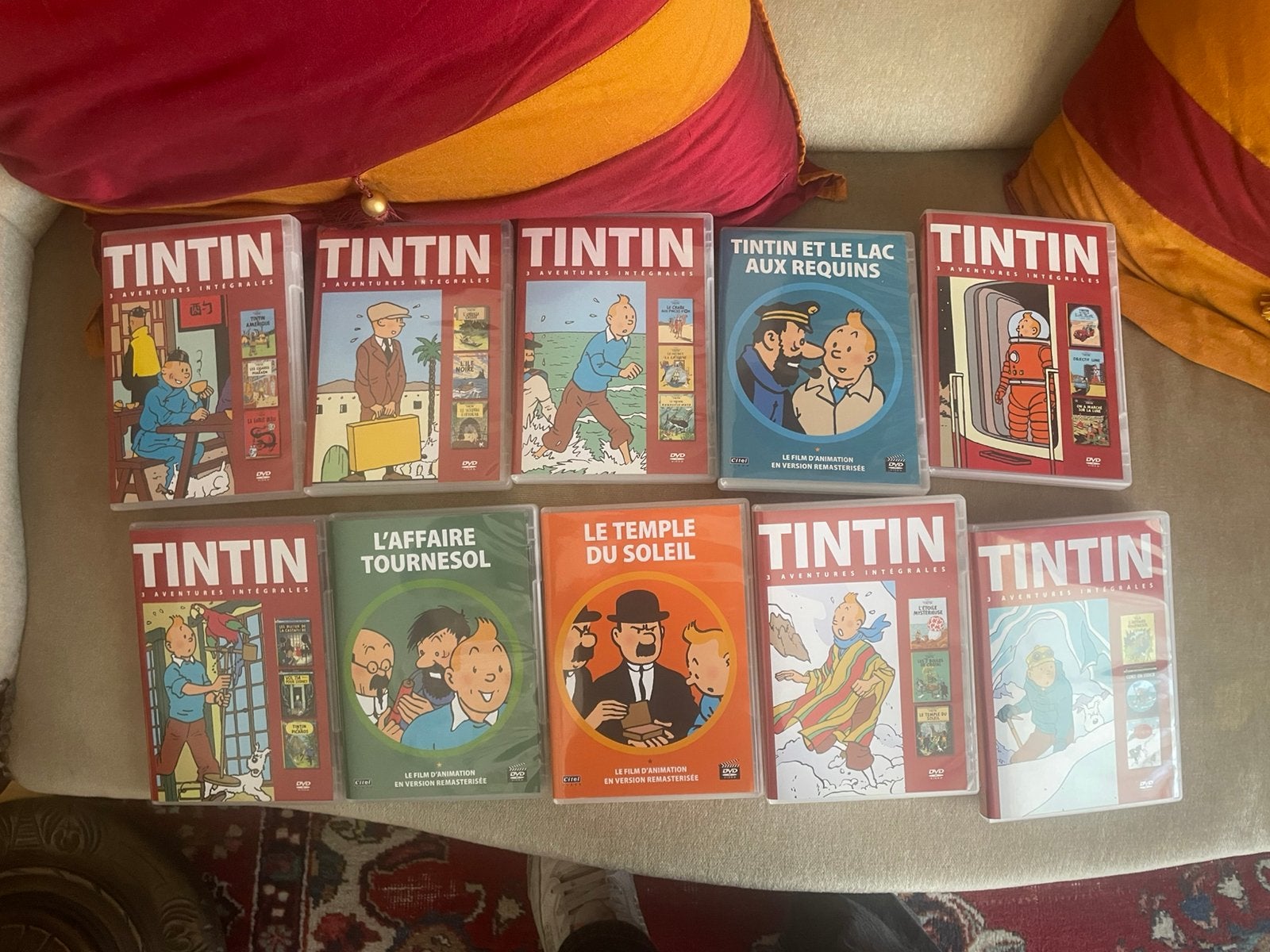 Lot Tintin DVD’s – complete animatieserie + 3 films, Enlèvement, Comme neuf
