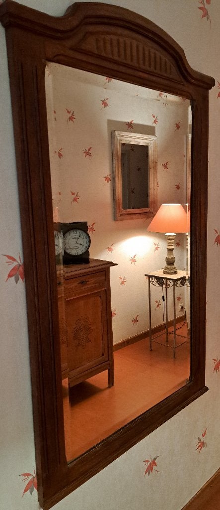 Ancien miroir biseauté bien conservé, Enlèvement, Utilisé