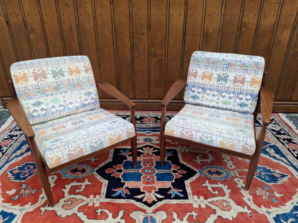 2 retro Deense teakhouten design Lounge chairs, Enlèvement