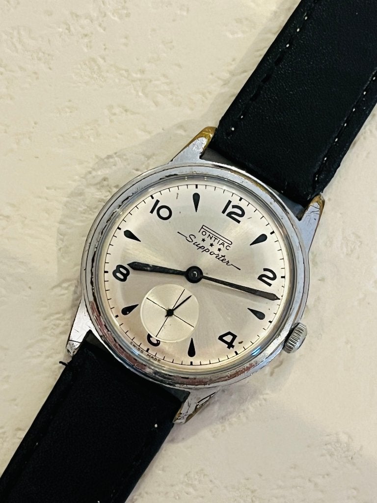 Vintage Pontiac Supporter horloge, Overige merken, Staal, Polshorloge, Ophalen of Verzenden
