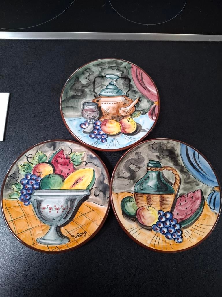Lot de 3 Assiettes Décoratives Vintage - Céramique de Manise, Ophalen of Verzenden