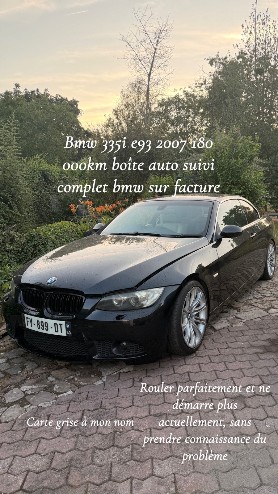 Bmw 335i e93 2008 en panne, Autos, BMW, Particulier, Série 3, Essence, Automatique, Cuir, Enlèvement