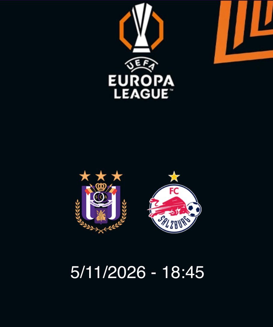 Anderlecht vs Salzburg Europa league Ticket, Tickets & Billets