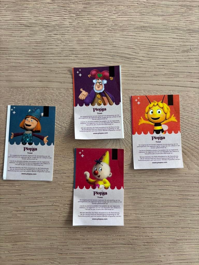 4 tickets plopsaland de panne, Trois personnes ou plus, Ticket ou Carte d'accès