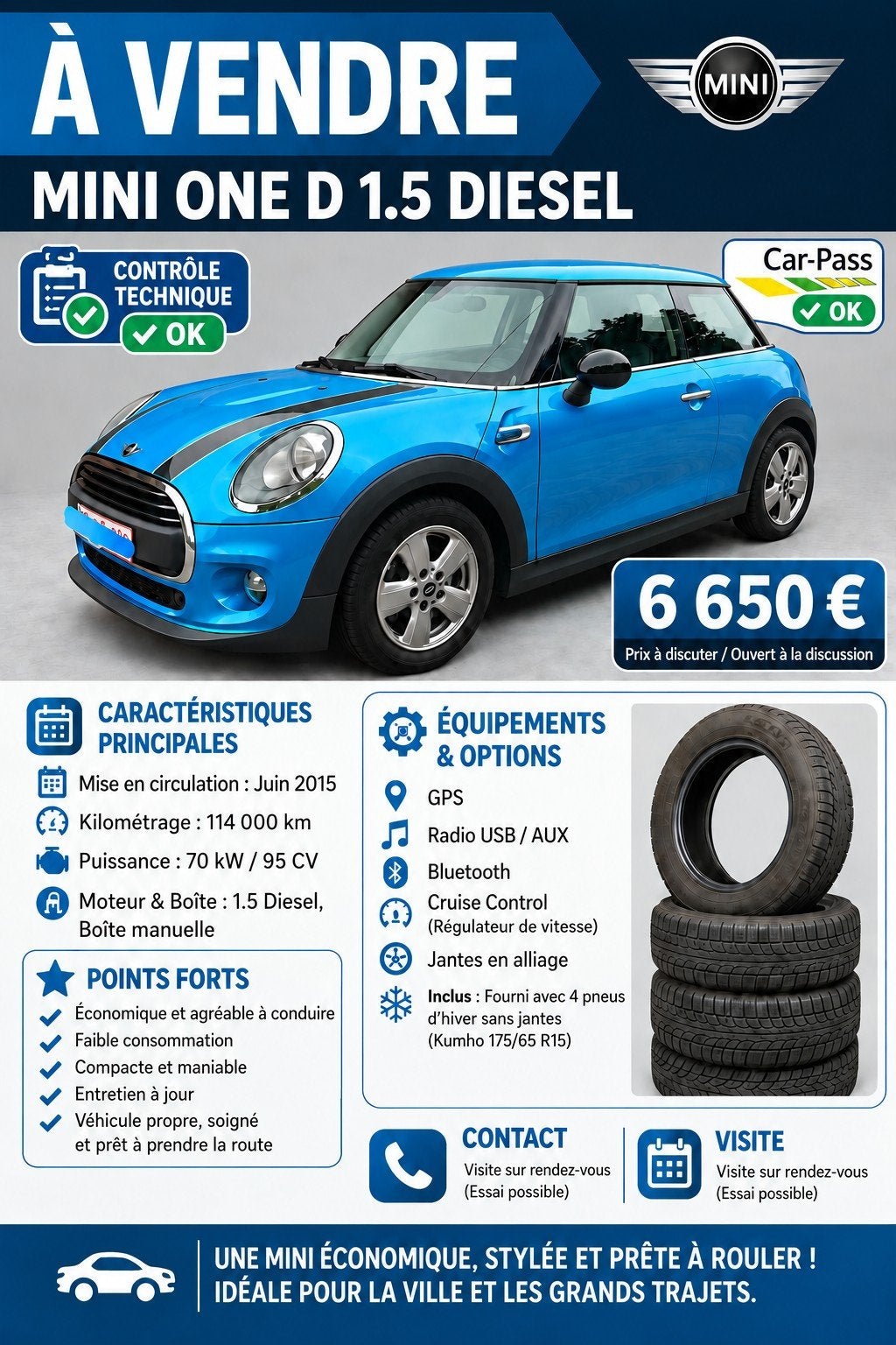 Mini one, Autos, Achat, Euro 6, Noir, Diesel