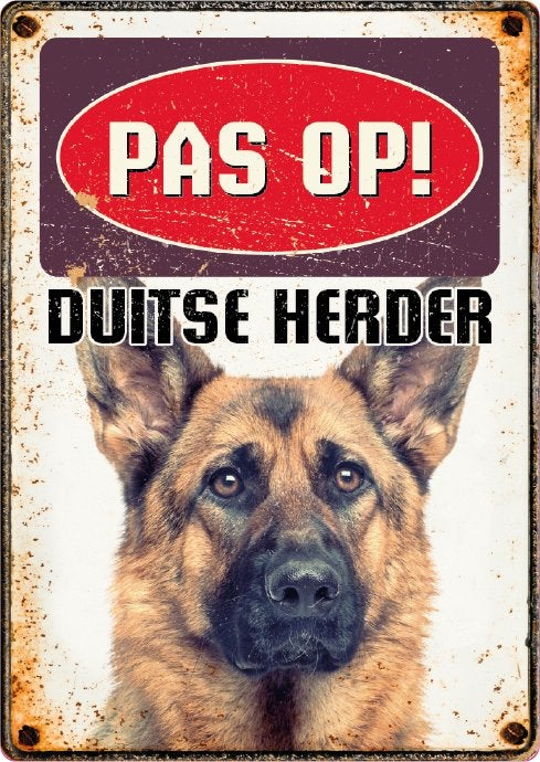 Waakbord 'Pas op Duitse herder' spreukbord, Dieren en Toebehoren, Ophalen of Verzenden, Nieuw